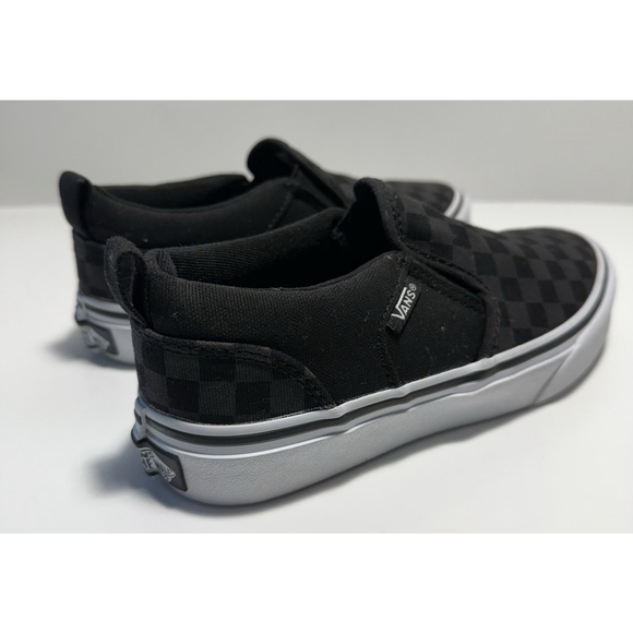 Kids Classic Slip-On Checkerboard Shoe Black Youth Size 2 New - Picture 3 of 13